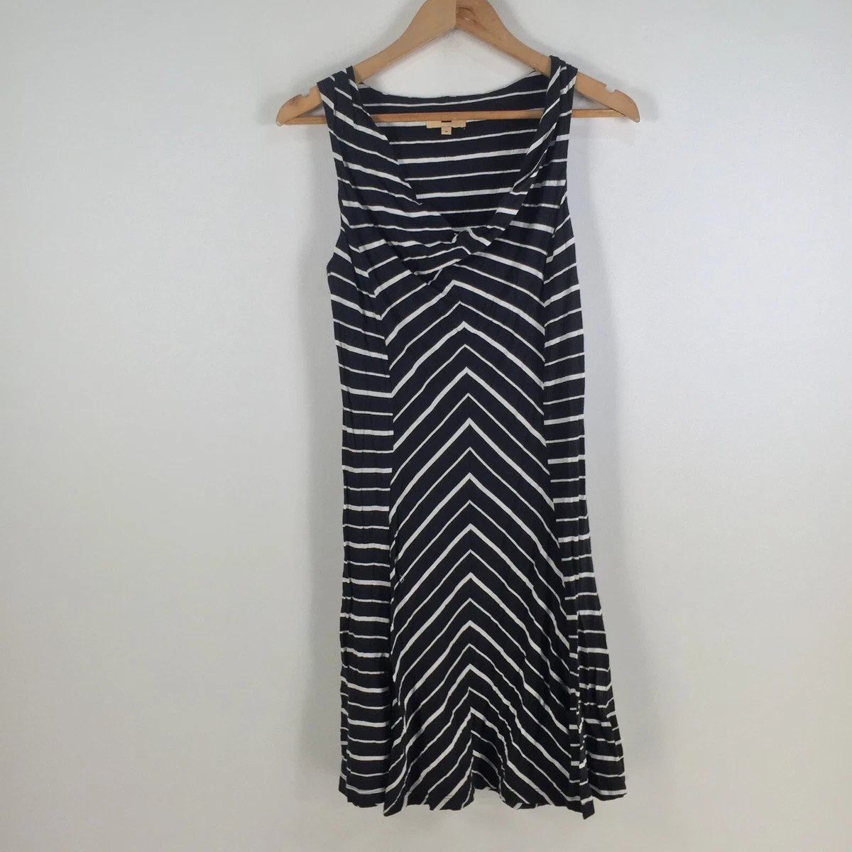 Cue womens tank dress size M black striped sleeveless cowl neck 064210