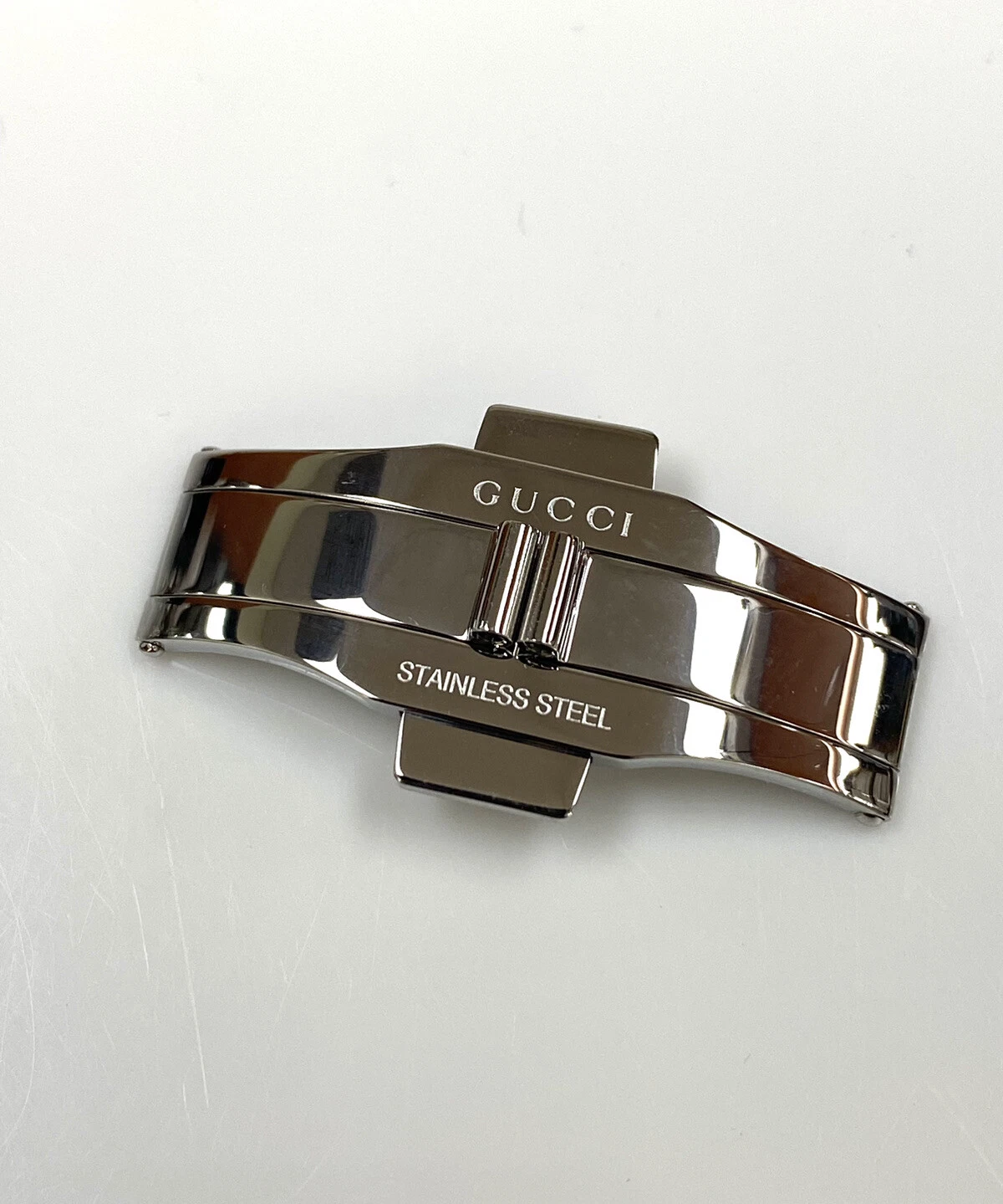 Fermoir à boucle en acier inoxydable Gucci 21 mm x 6 mm original neuf