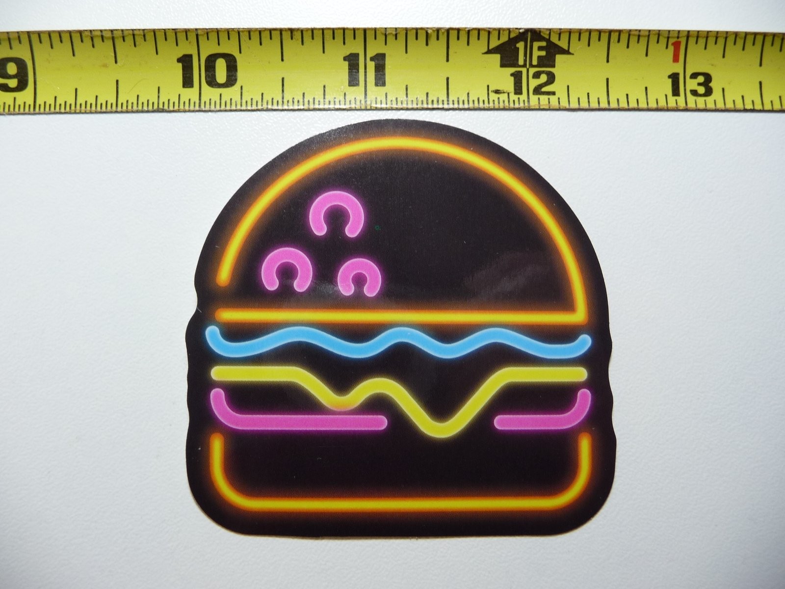 Fun Neon Hamburger Decal Sticker for Laptop Cafe Decor