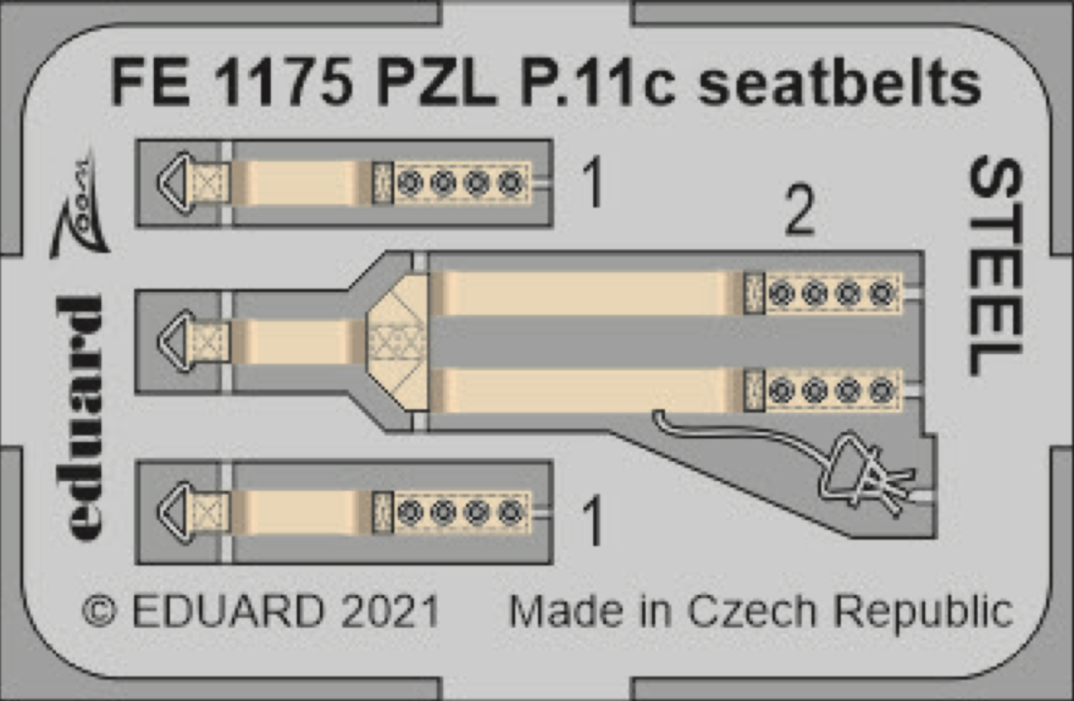 Eduard FE1175 1:48 PZL P.11c seatbelts STEEL