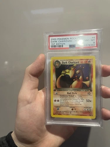 Pokemon TCG Dark Charizard 4/82 1st Edition PSA 8 Tail Swirl