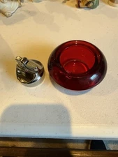 Vintage Viking Ruby Red Table Cigarette Lighter MCM 1950s