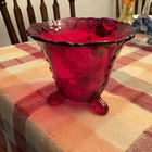1930s Elegant Paden City Footed Ruby Red Depression Glass Crow’s Foot Candy Dish