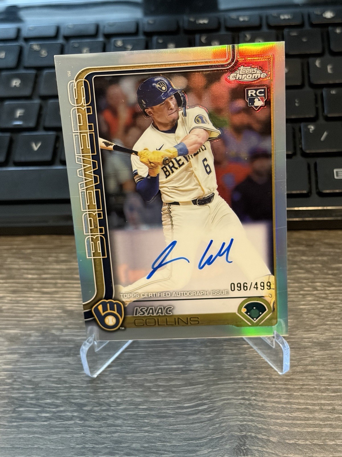 ISAAC COLLINS 2025 TOPPS CHROME UPD ROOKIE DEBUT REFRACTOR RC AUTO /499