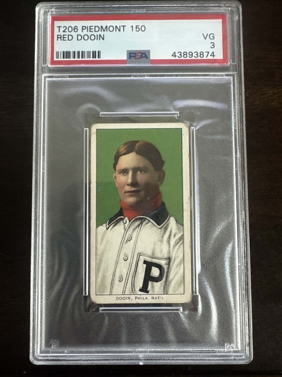 1909-11 T206 Piedmont Red Dooin 150/25 Philadelphia Phillies PSA 3 VG Nice Color view 3