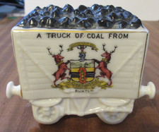 A Truck of Coal from Buxton crested ware Willow Art China coal truck wagon