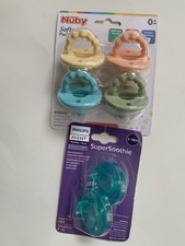 Philips Avent Super Soothie Pacifiers 3-18 Mths 2Pck, Nuby Soft Pacifier 4Pck 0