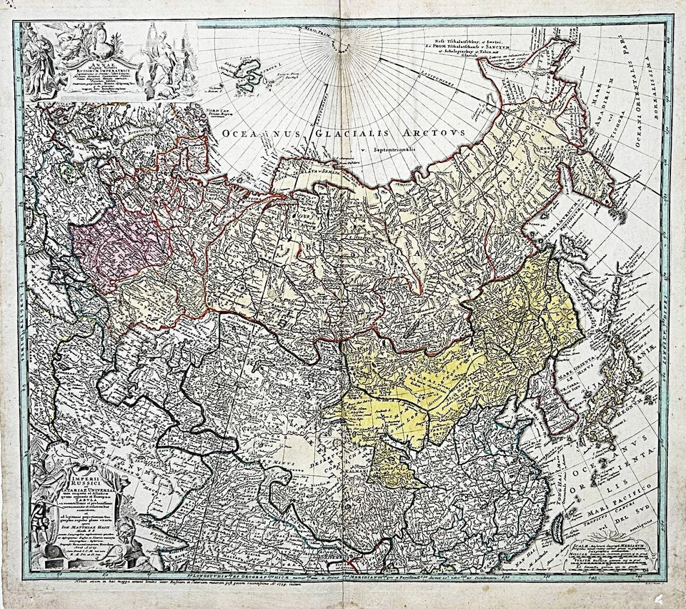 Russia Russland China Korea Japan Asia Homann Karte map engraving 1739 - Bild 1 von 1