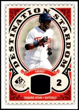 2009 SP Legendary Cuts #DSM-DS Denard Span Destination Stardom Jersey E5