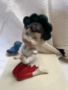 Vintage Flower Pixie holding  A Bluebird- Lefton Or Napco