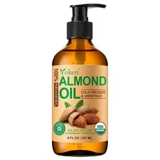 Organic Almond Oil 8 fl oz, USDA 100% Pure Natural Cold 8 Fl Oz (Pack of 1) 