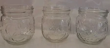 Vintage Kerr AHK 8 Oz Jam Fruit Embossed Clear Jelly Jars Lot Of 3