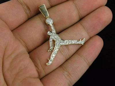 14K Weißgold plattiert 2,30Ct Rundschliff Moissanit Jumpman Jordan Anhänger