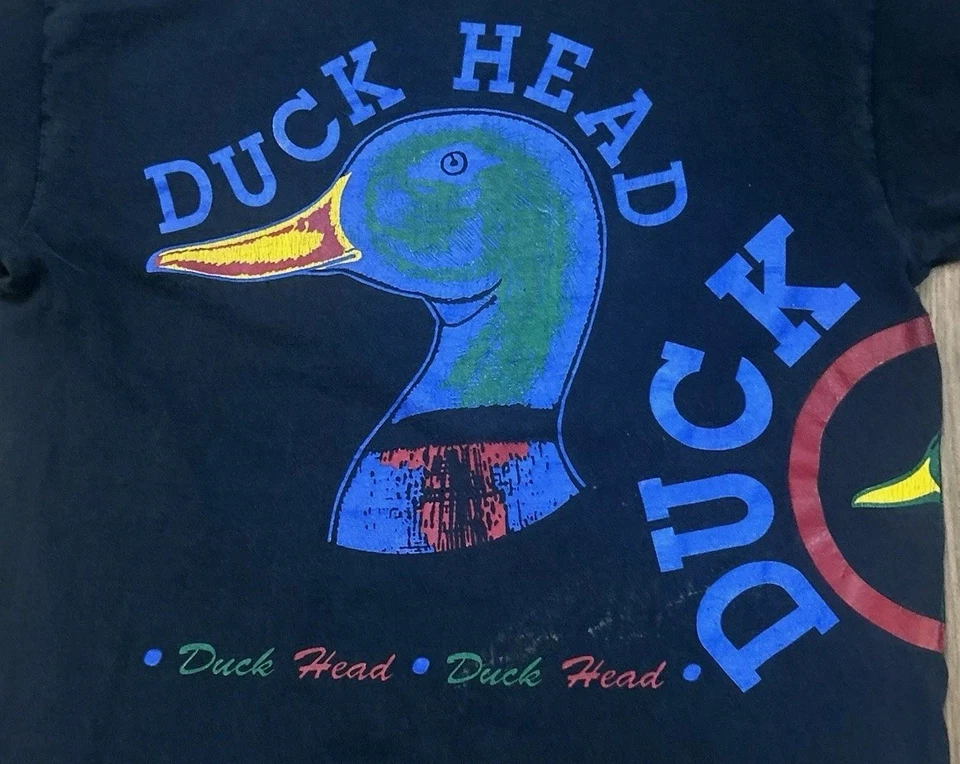 Vintage Duck Head T Shirt Mens Large Graphic AOP Wrap 90s Single Stitch USA  - Image 3 of 4