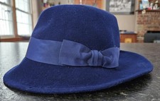 Vtg Street Smart by Betmar Blue 100 Wool Women's Fedora Hat O/S Union Tag USA