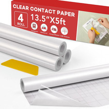 4 Rolls Clear Contact Paper, Plastic Book Covers 13.5 in X 5 Ft, Contact Paper P