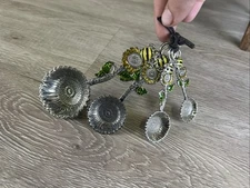 Sunflower & Bees 4 Piece Chrome Measuring Spoons Set Flowers Floral Kitchen