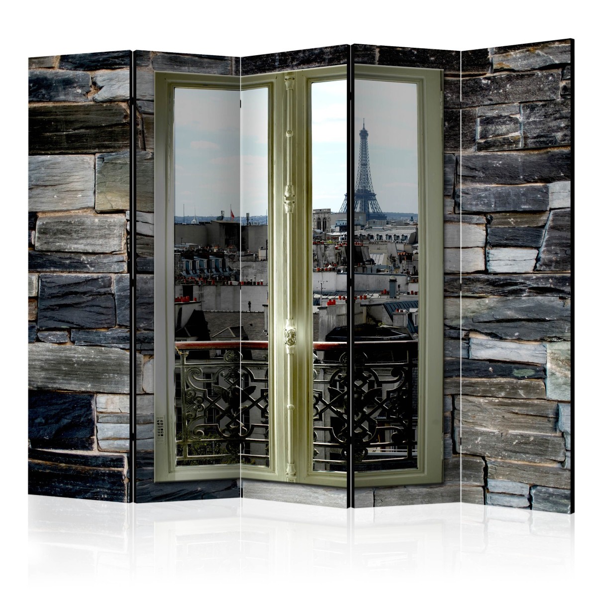Paravent 5 volets Parisian View pour salon style haussmannien et grand studio moderne