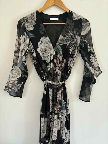 Sheike Size 6 Womens Long Sleeve Floral Wrap Midi Dress - Foto 2 di 7