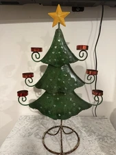 Metal Christmas Tree Tea Light 6 Candle Holder 24 Inches
