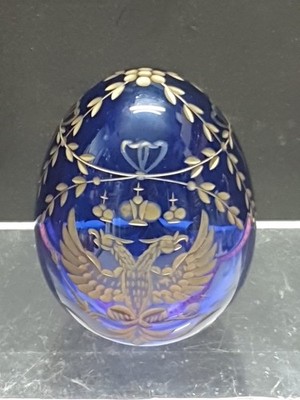 Russland handgefertigtes Kobaltblau & Gold Kunstglas Ei 75 mm hoch (WD5)