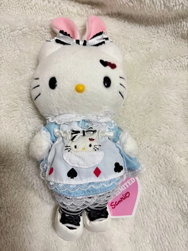 Peluche Alice au pays des merveilles Hello Kitty robe bleue oreilles de... - Photo 2/4