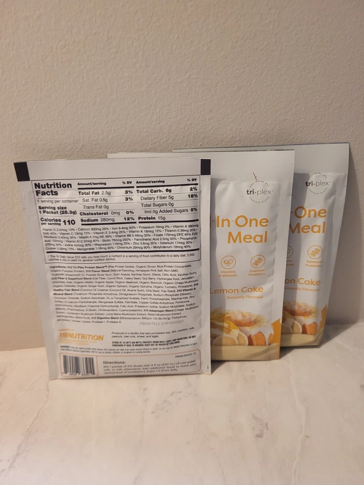 310 Nutrition - Batido de reemplazo de comidas todo en uno - 3 paquetes - Pastel de limón Foto 2 de 2