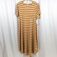 NWT Lularoe Carly Swing Dress Size 2XL Burnt Orange Ombre Striped Hi Low