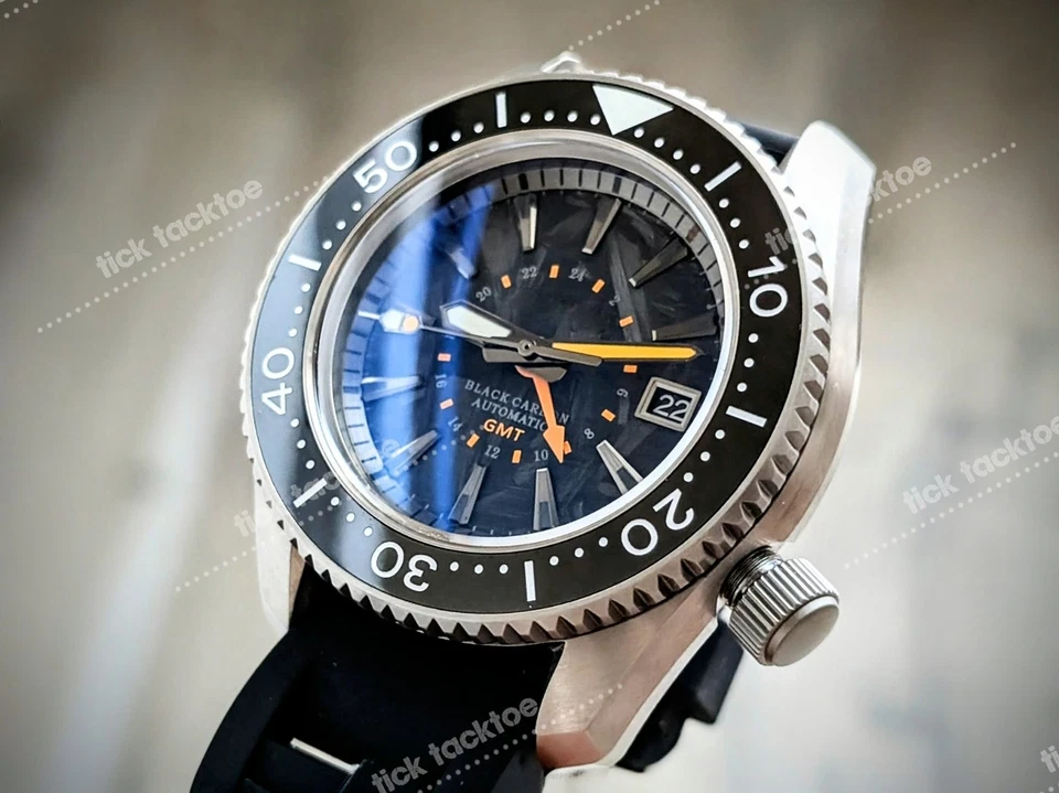 Reloj TITANIO Automático GMT Sub Diver SEA LORD Negro Carbono Mod 43mm ¡ZAFIRO! Foto 4 de 4