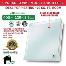 EconoHome Wall Mount Space Heater Panel with Glass Heat Guard - 400 Watt