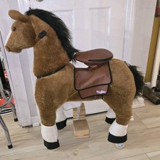 PonyCycle Ride on Horse Brown Walking Pony for 4-8 Years Kids rolling