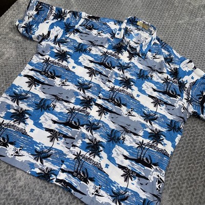 Han Ton Hawaiian Aloha 2XL Men's Button Up Collared Shirt Voyage Of Discovery
