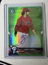 2018 Bowman Chrome Baseball Connor Seabold Green Auto /99