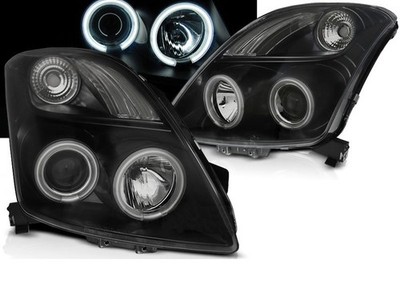 Headlights for Suzuki Swift 2005 2006 2007-2010 VR-1554 CCFL Angel Eyes Black