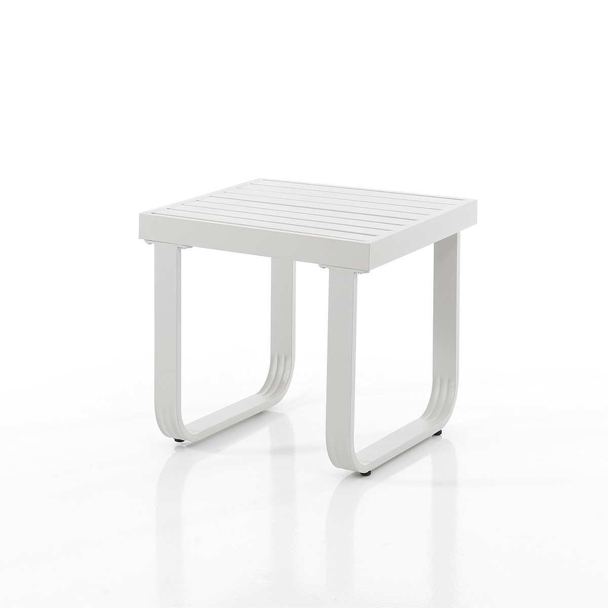 Table basse Palma en aluminium blanc résistant aux rayures et facile à nettoyer