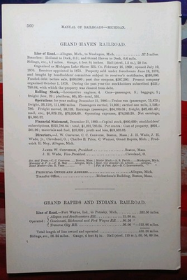 #ad 1881 Train Report GRAND HAVEN RAILROAD Allegan Muskegon Michigan J.H. Wade VP $11.95