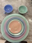 T.S.&T. Lu-Ray Pastels Pink Ceramic Saucer USA Depression Era 1930s — photo 1