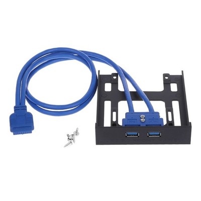 20 Pin 3.5'' Floppy Bay Front Panel 2 Ports USB 3.0 Expansion Adapter Connector