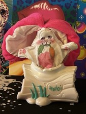 Vintage Fisher Price Smooshees Cuddler Critters Heidi Bunny w/ Wood Log 1987