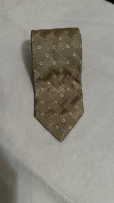 VTG Giorgio Armani Tan Silver Silk Geometric Classic Men's Tie 57'' Woven