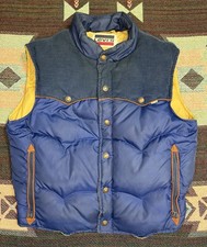 Vintage 70s Levis Down Puffer Ski Vest Size M Blue Corduroy Yoke Made In USA