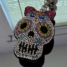 New Crystal Beaded MultiColor Sugar Skull Keychain/Bag Charm