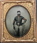 1/6th plate Ambrotype Armed Civil War Union Cavalry Soldier Poss. 2nd US Cavalry