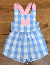Beaufort Bonnet PINK HEART ROMPER Girls 3T 3 Gingham Retro Bubble Spring Summer