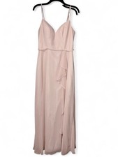 Azazie Women’s Light Pink Chiffon Maxi Dress Size A12 Bridesmaid Formal