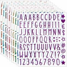 Glitter Alphabet Letter Stickers 800 Pieces 10 Sheets letter and Number Stick...