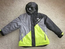 Kid's CHAMPION Polyester Jacket Hooded Gray, Black Neon Green Size S 6-7