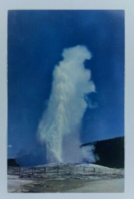 Vintage Volcano Eruption Postcard, Yellowstone National Park, Circa 1950's