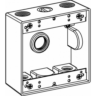 Orbit 2B50-5-BR 2-Gang Weatherproof Box Five 0.5 Inch Hubs 2 Inch Deep   Bronze