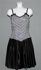 VTG Reggio Sequin Chevron Stripes Flared Pleated Skirt Strap Dress Wms 10 WORN?